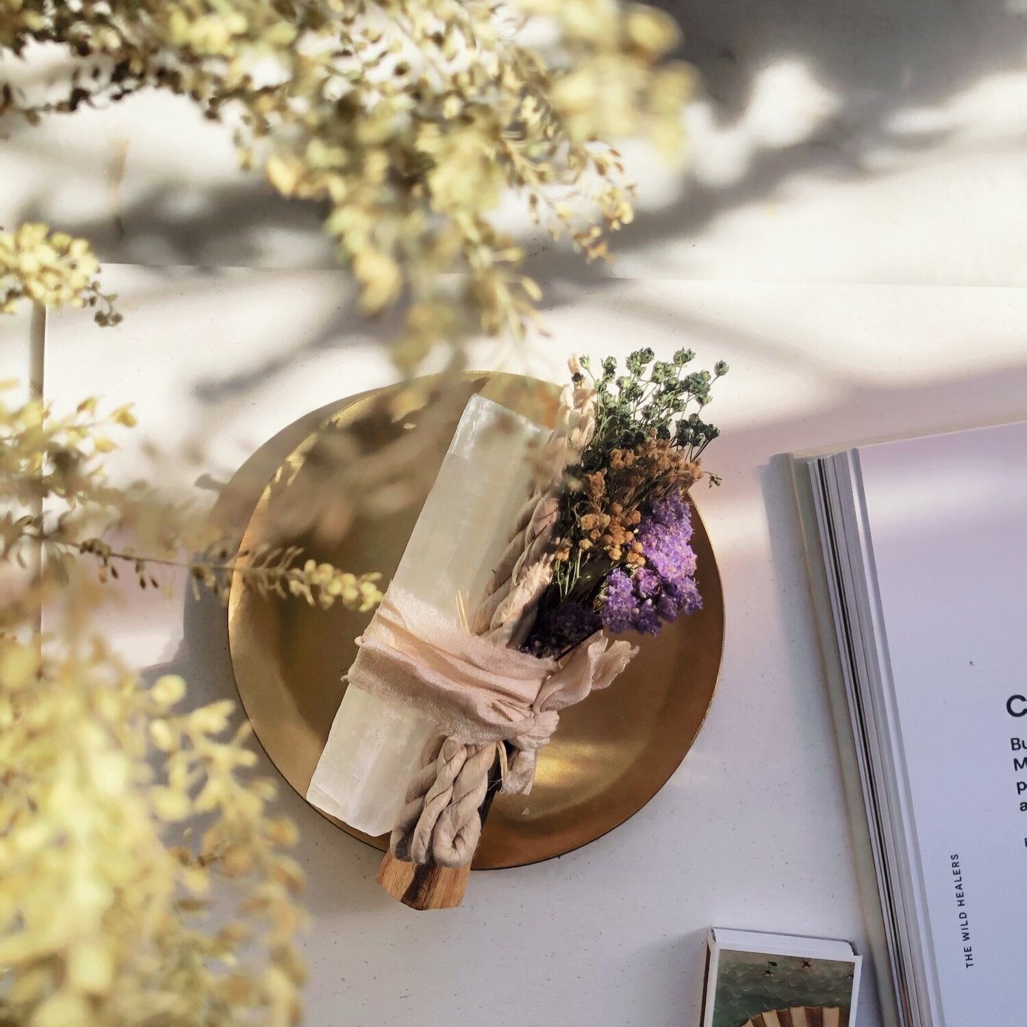 Palo Santo, Selenite, Incenses and Dried Flowers