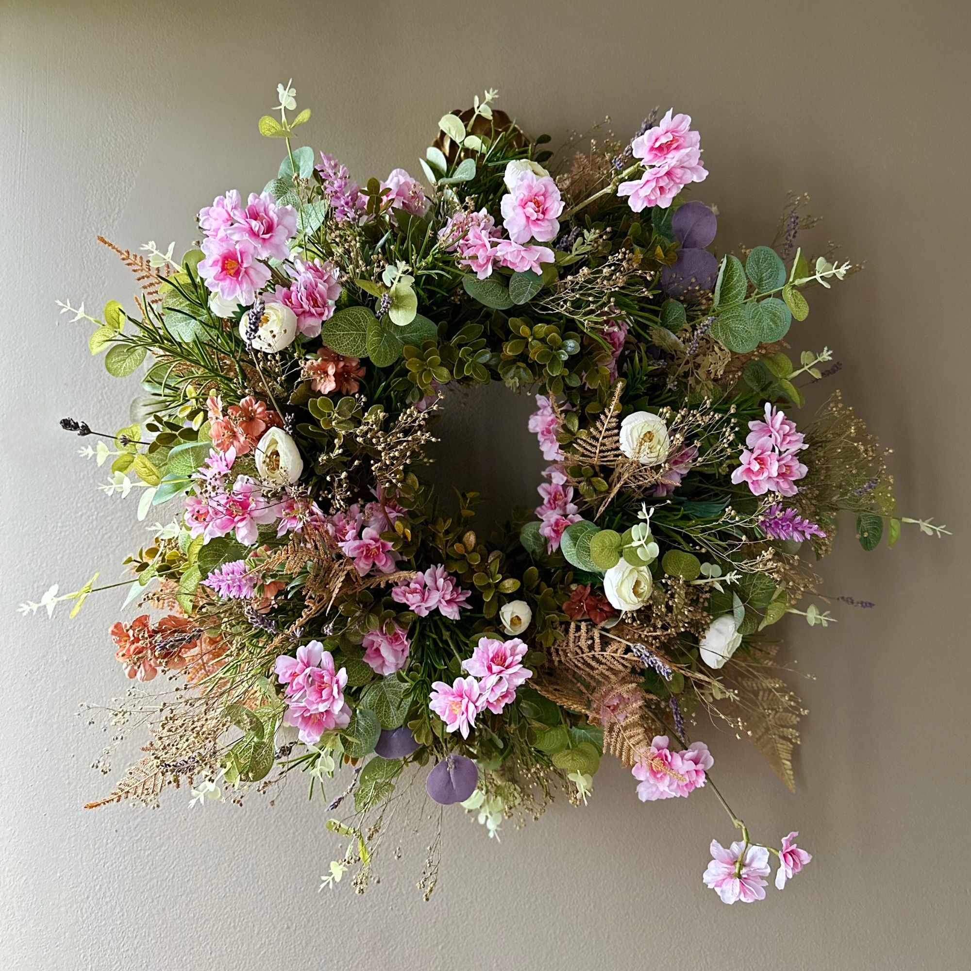 Pink Cherry Floral Wreath