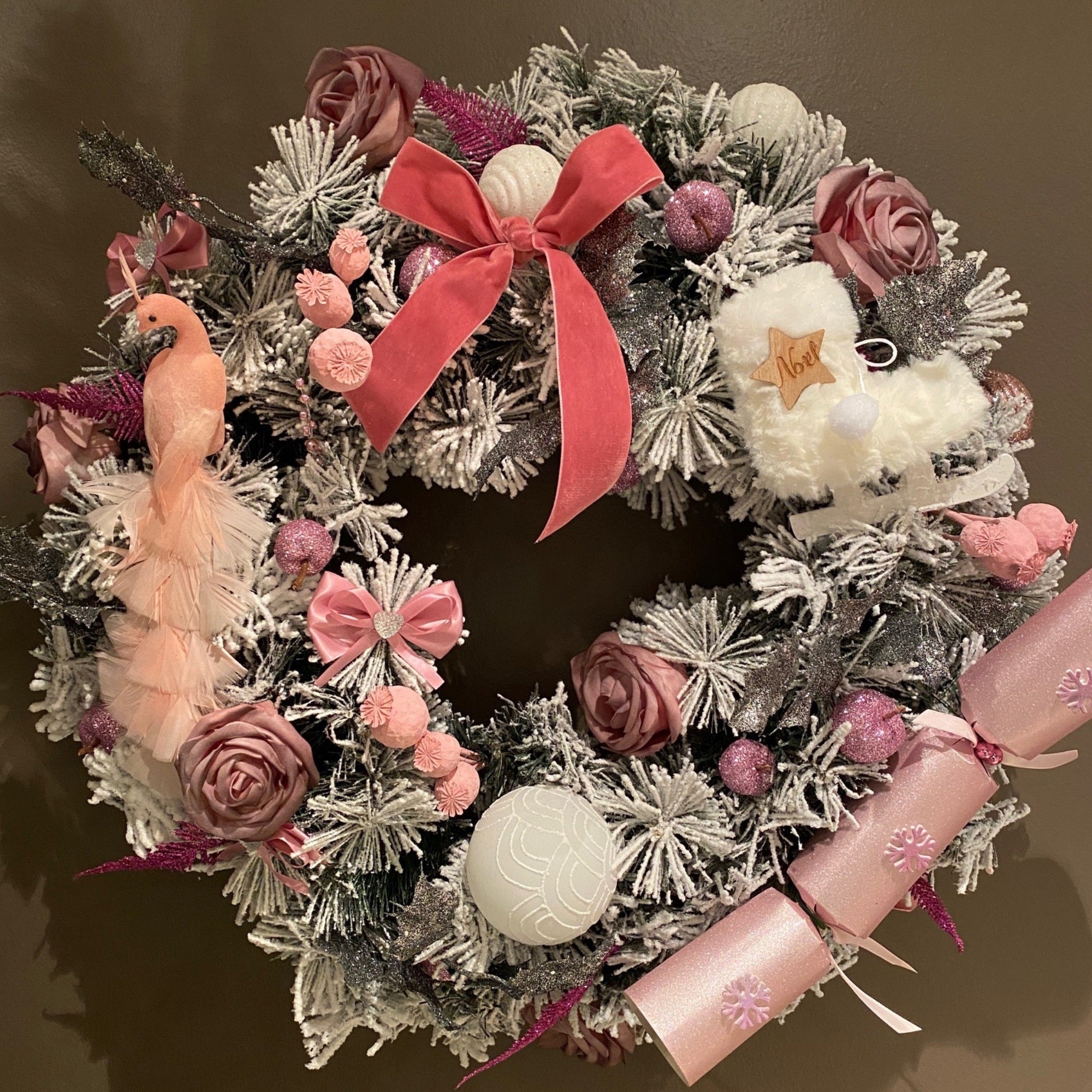 Pink Skate Frosted Wreath